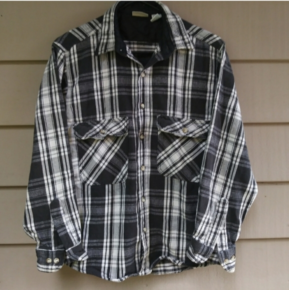 Vintage Black Plaid Thick Long Sleeve - Picture 4 of 9